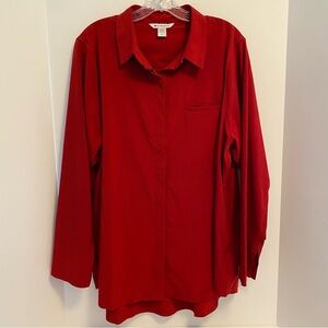 Athleta Women's Urbanite Top Long Sleeve Button Down Shirt Candy Red Size 1X